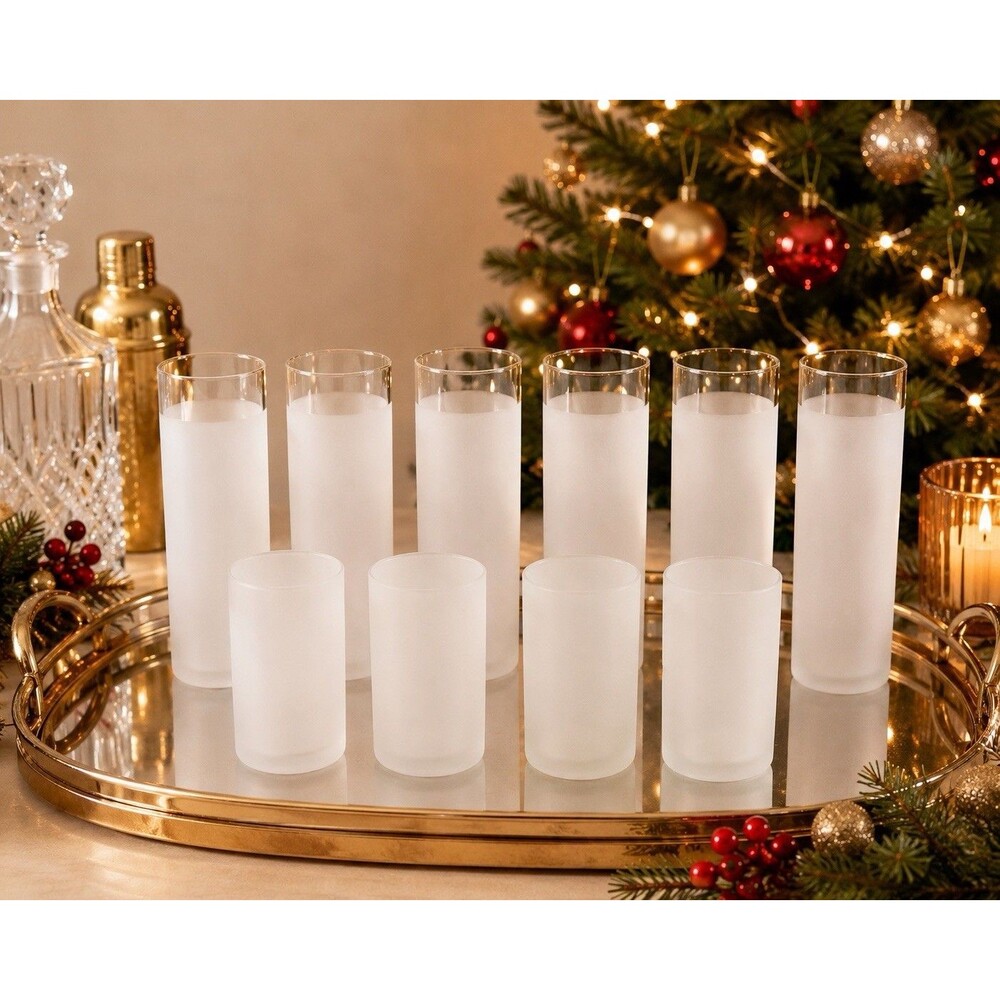 Vintage Libbey Frosted Glasses Set 10 Tom Collins Highball MCM Barware